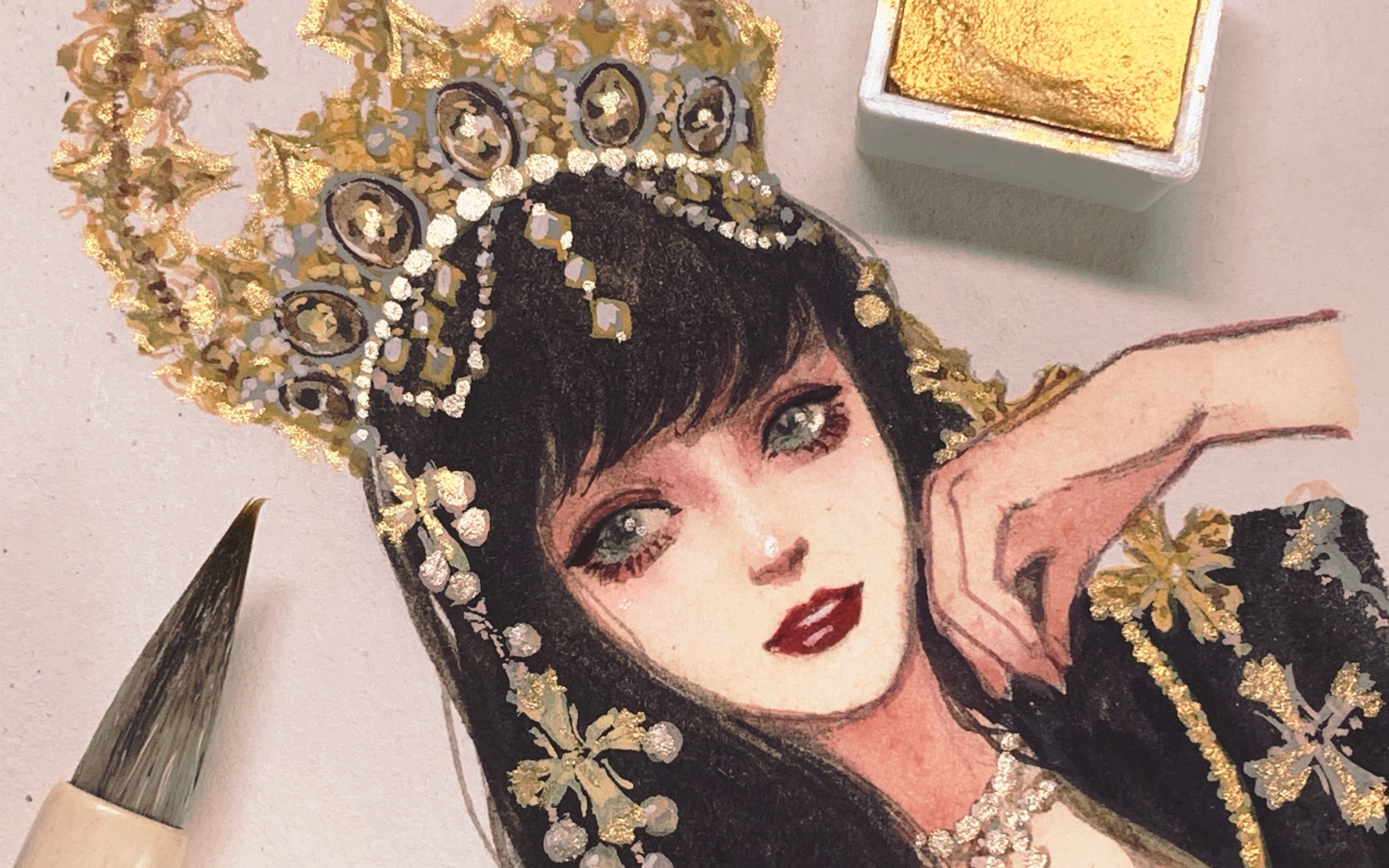 【阿莘】用俩小时画了一个金闪闪的小姐姐/20200603直播录屏