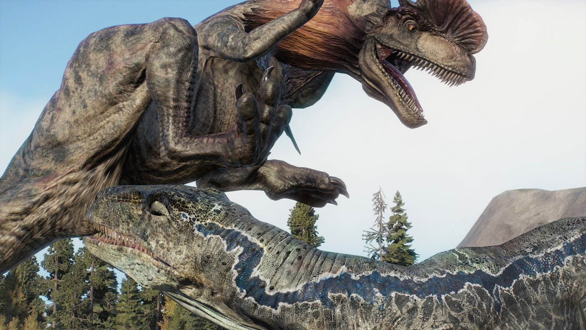 "小蓝"迅猛龙 vs 双脊龙 ~ 侏罗纪世界进化 2 代_电子竞技热门视频