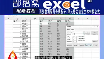 excel两列数据编号奇偶拆分视频：单元格名填充文本转换公式