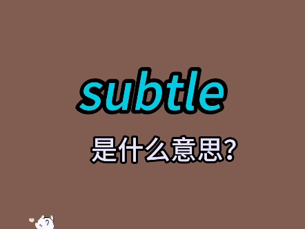 单词速记:subtle哔哩哔哩bilibili