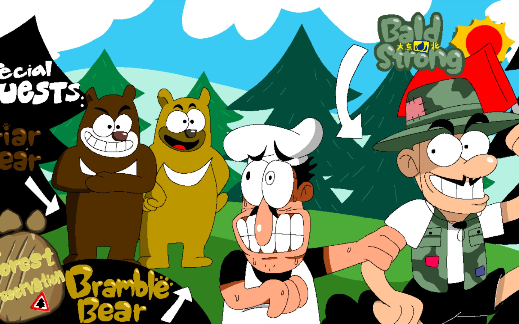 【披萨塔】pizza tower熊出没饭制联动标题图像绘画过程完整版(up个人