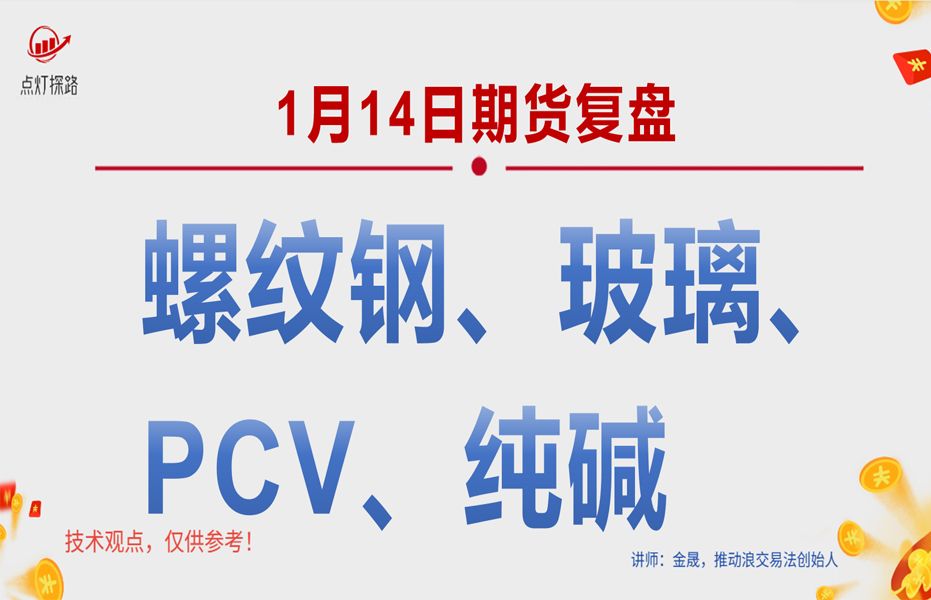 1月14日期货复盘:螺纹钢、玻璃、PVC、纯碱;趋势分析+压力支撑哔哩哔哩bilibili