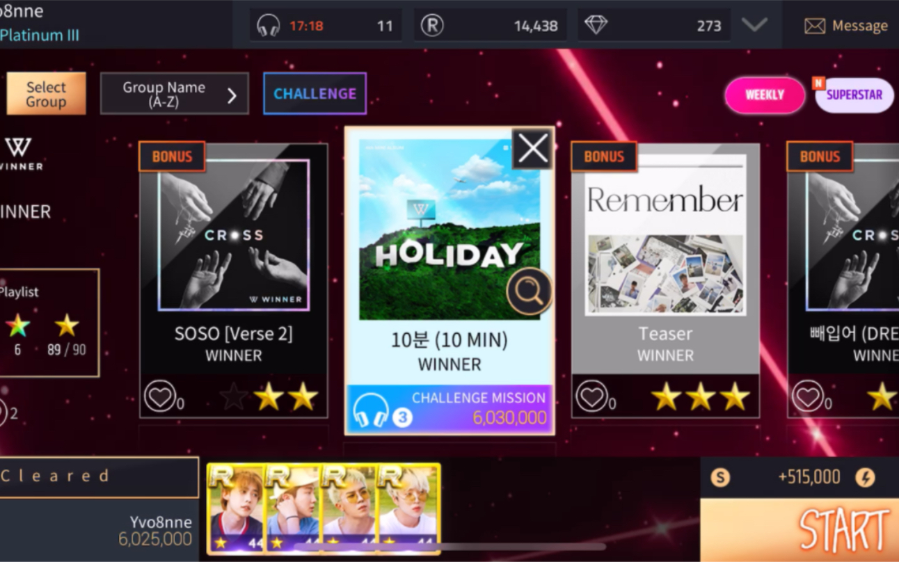 【winner】superstar yg|10 min hard模式三星