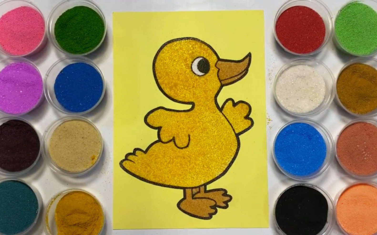 黄黄的小鸭子儿童手工沙画,好看又好玩