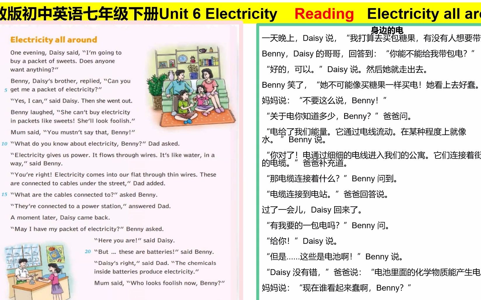 [图]沪教版初中英语七年级下册Unit 6 Electricity Reading Electricity all around