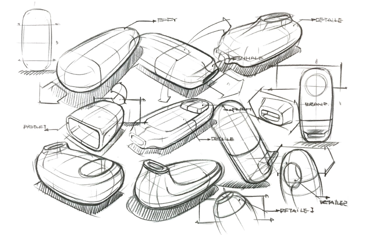 工业设计手绘产品设计手绘雾化器产品草图推敲