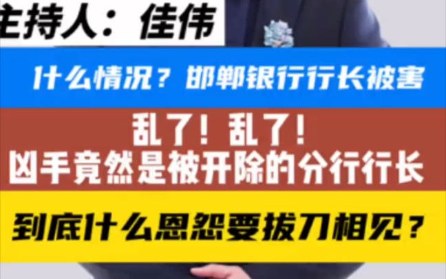 ＂邯郸银行董事长被人捅伤身亡 ＂主持人民生观察团 ＂邯郸哔哩哔哩bilibili