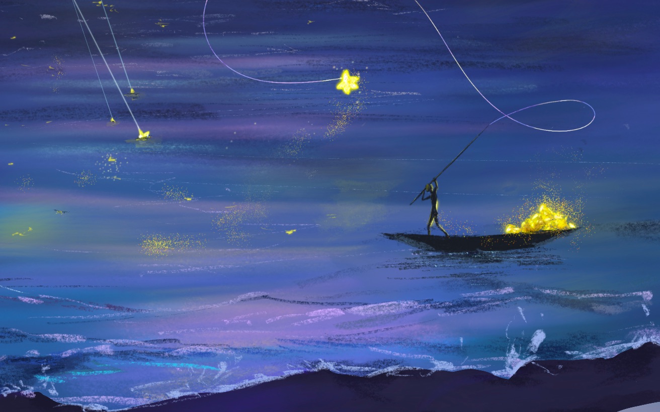 活动作品procreate醉后不知天在水满船清梦压星河