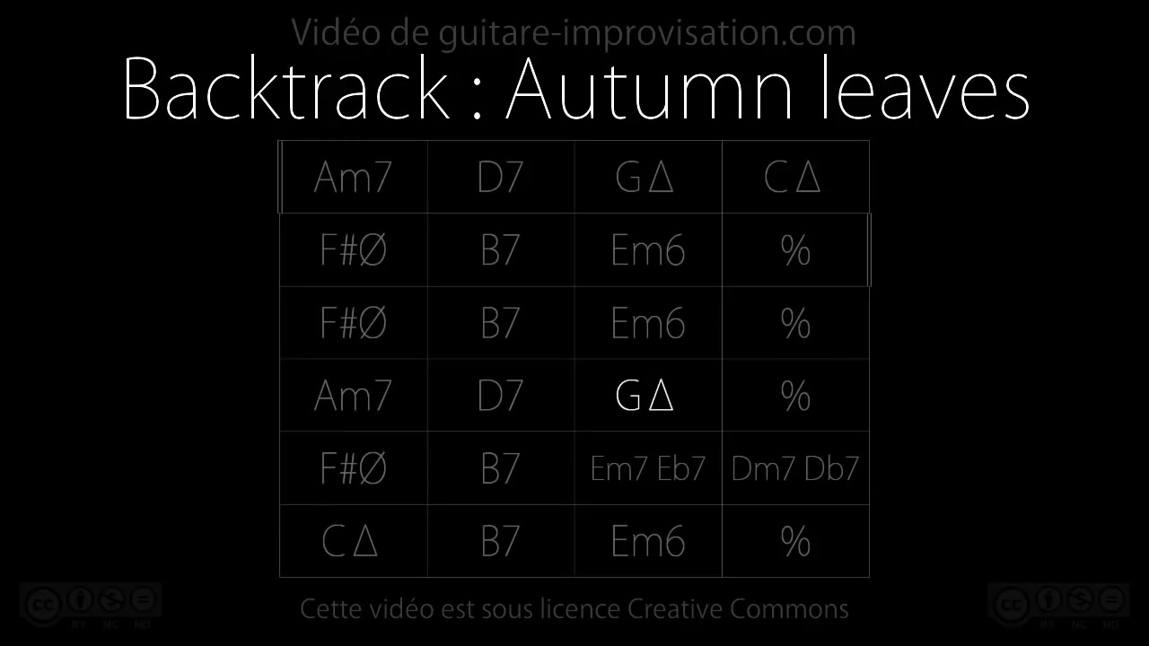 [图]【爵士吉他伴奏】Autumn leaves 秋叶 G调 爵士标准曲练习伴奏 即兴伴奏