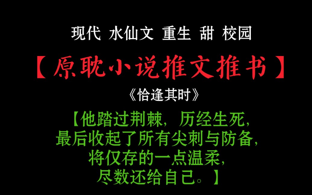 【原耽小说推文推书】《恰逢其时》现代 水仙文 重生 甜 校园【他踏过荆棘,历经生死,最后收起了所有尖刺与防备,将仅存的一点温柔,尽数还给了自己....