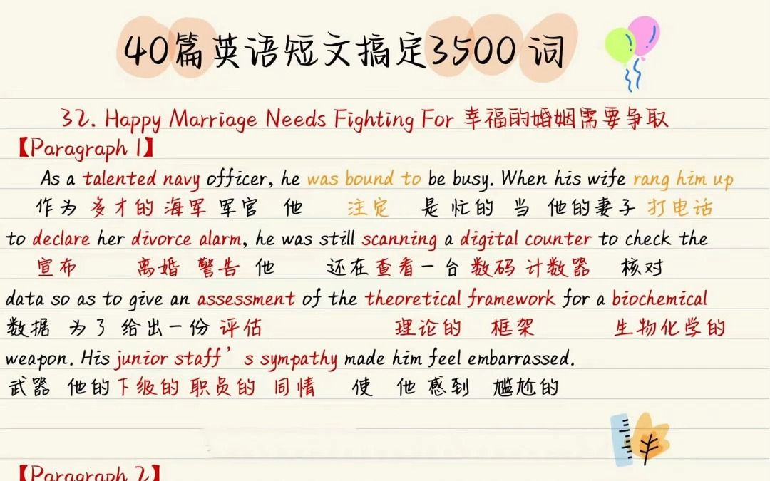 40篇英语短文搞定3500词Unit32.幸福的婚姻需要争取哔哩哔哩bilibili