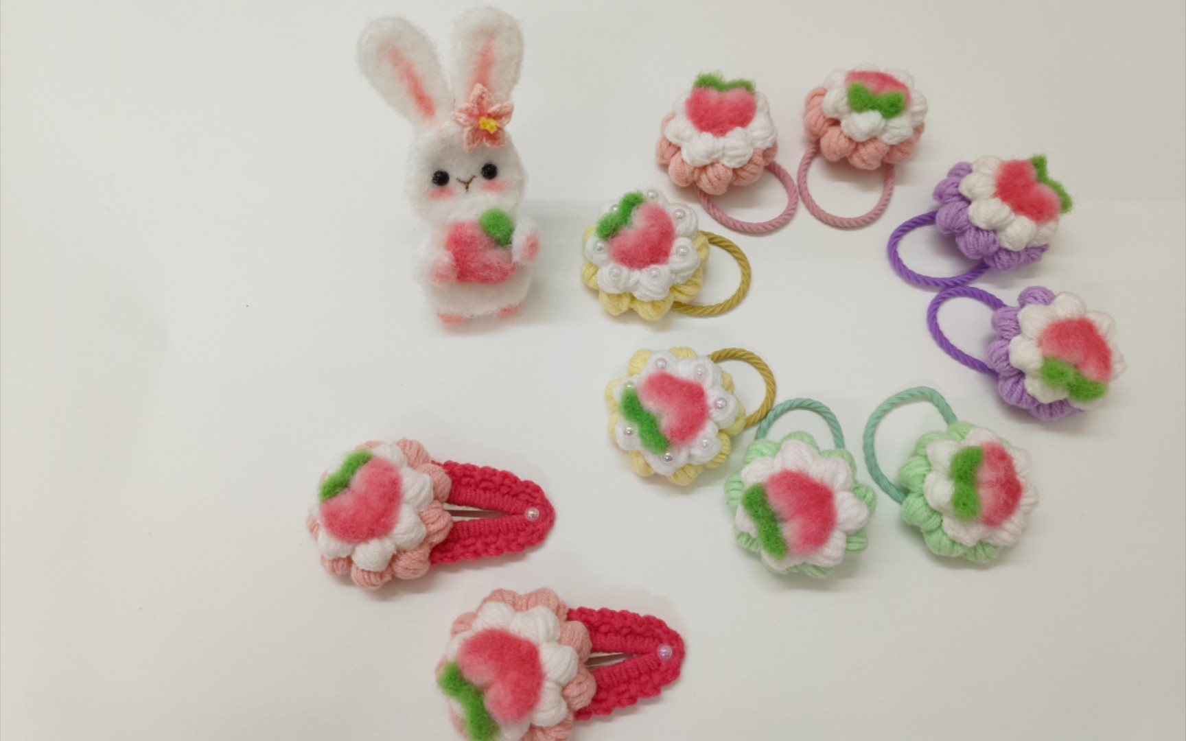 钩织||奶油泡芙桃子头绳/发夹详细编织教程来了.