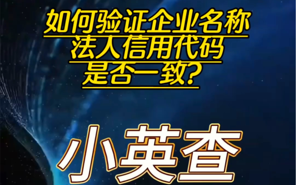 如何验证企业名称法人信用代码是否一致?哔哩哔哩bilibili