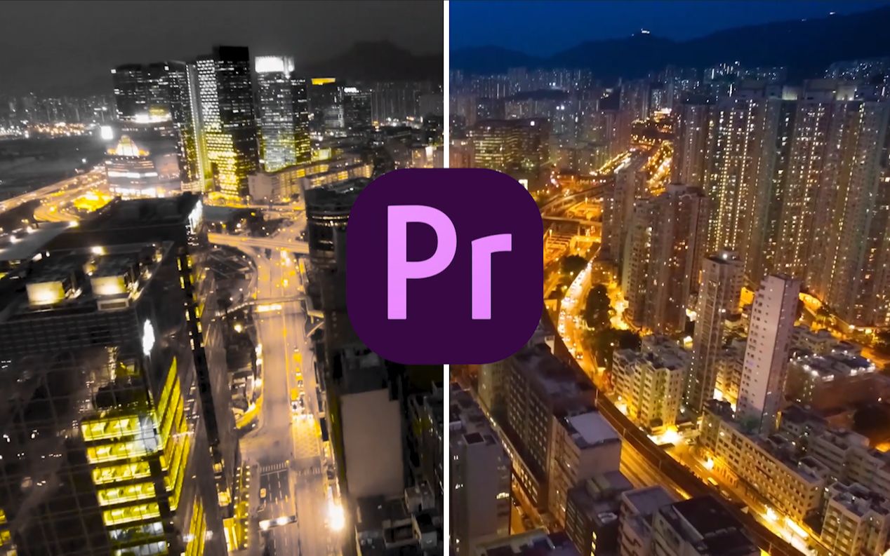 pr教程夜景万能黑金调色效果