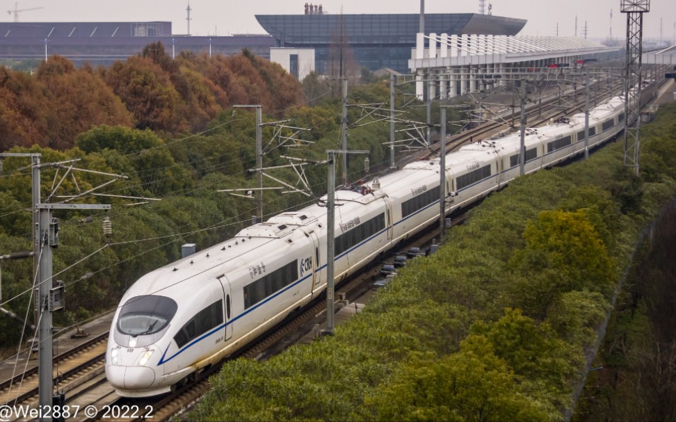 【中国铁路·上局上海】crh380bl松江南站出站去杭州方向
