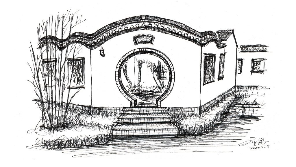 江苏扬州史公祠047#钢笔画速写#绘画过程分享#建筑手绘#钢笔速写#手绘