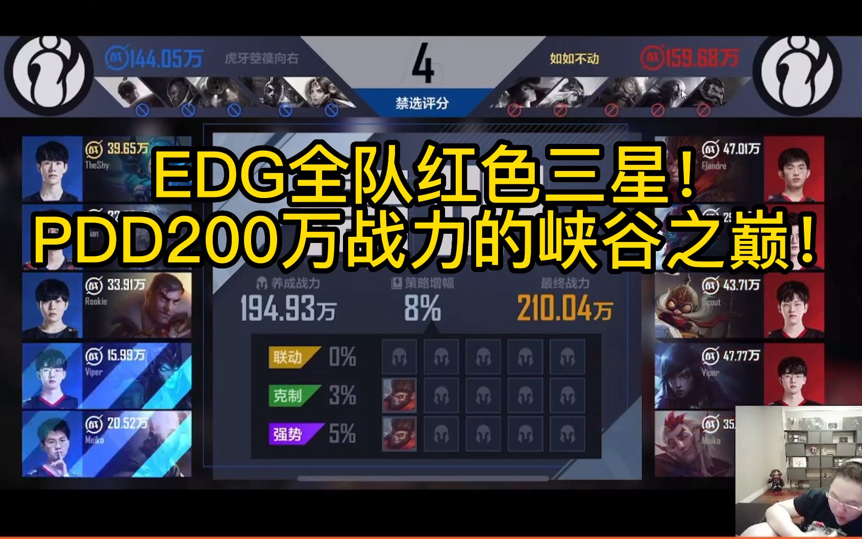 电竞经理PDD200万战力的峡谷之巅表现,EDG全队红三!