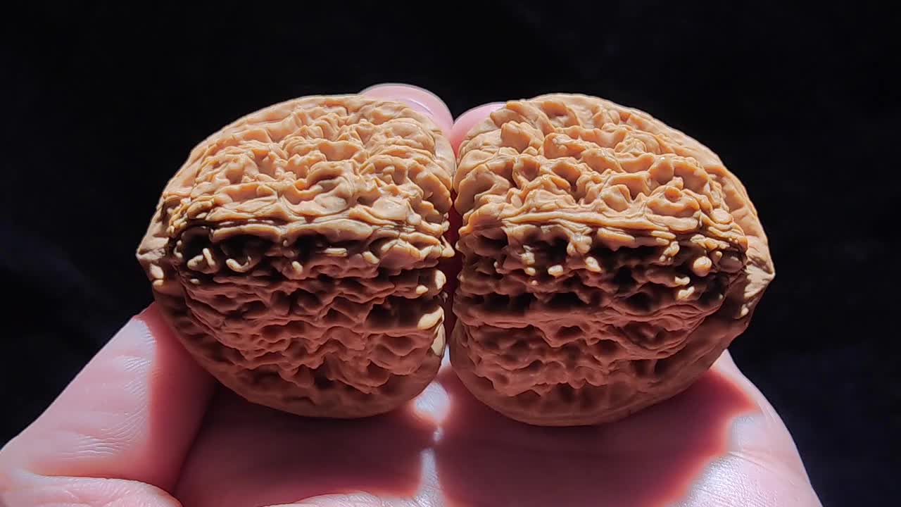 南疆石文玩核桃!全品无修!正装三角!主筋对称!小凹底!菱形脐!十字尖!