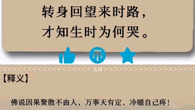 初来人间不知苦,潦草半生一生无.转身回望来时路,才知生时为何哭.