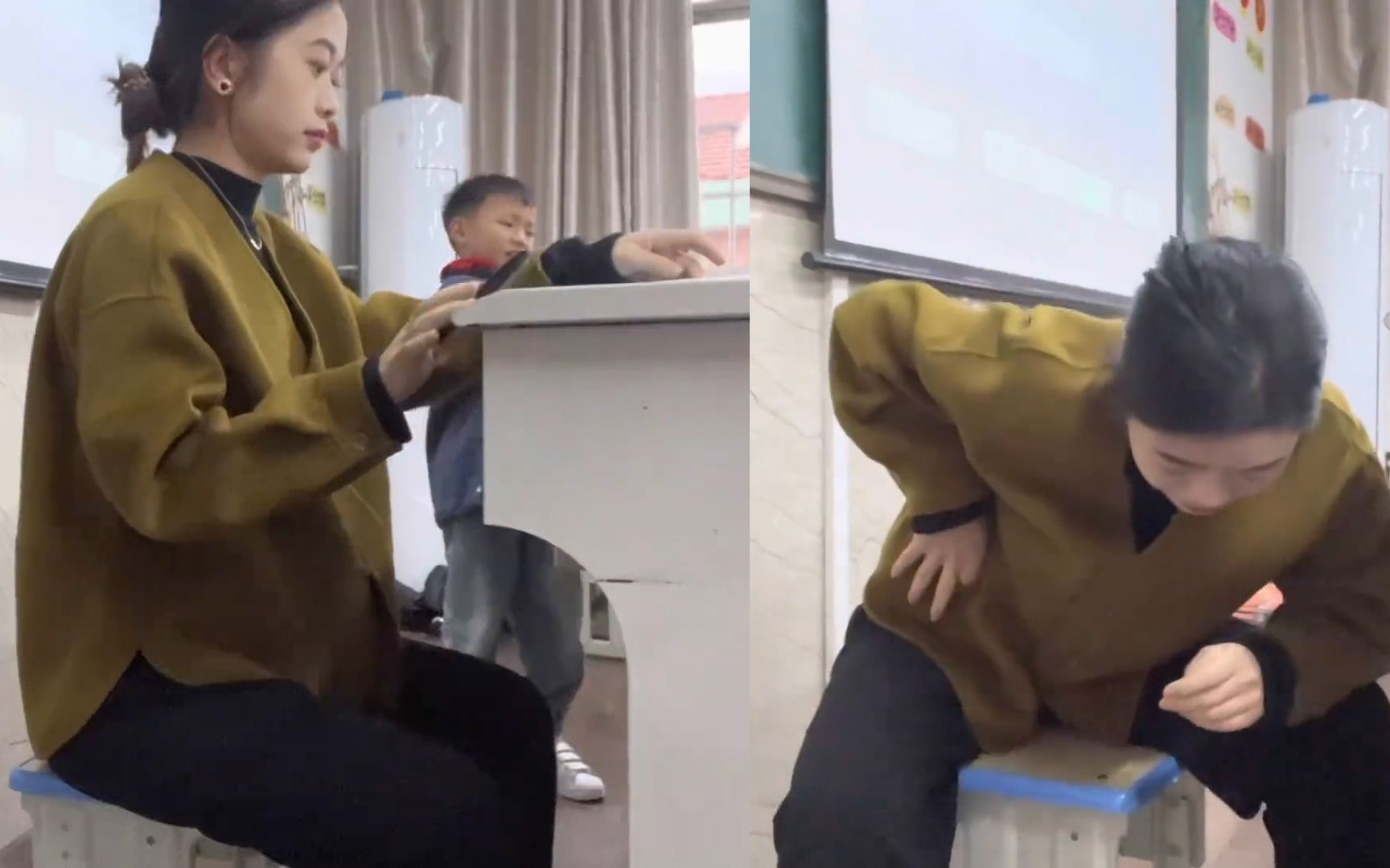 99年老师假装捡笔顺势弯腰,掏出牛肉干大口咀嚼,学生绷不住了