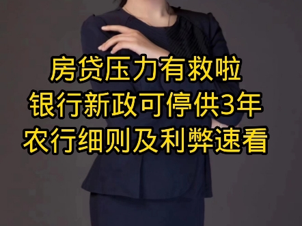 房贷压力有救啦,银行新政可停供3年,农行细则及利弊速看哔哩哔哩bilibili