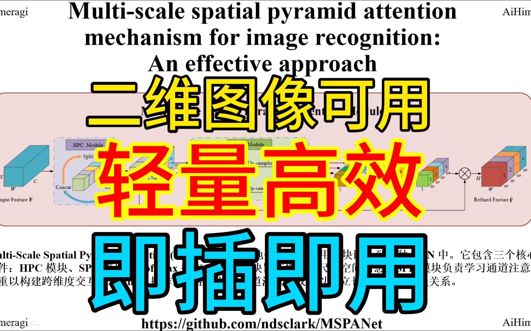 轻量高效即插即用模块MSPA,二维视觉图像任务均可用哔哩哔哩bilibili