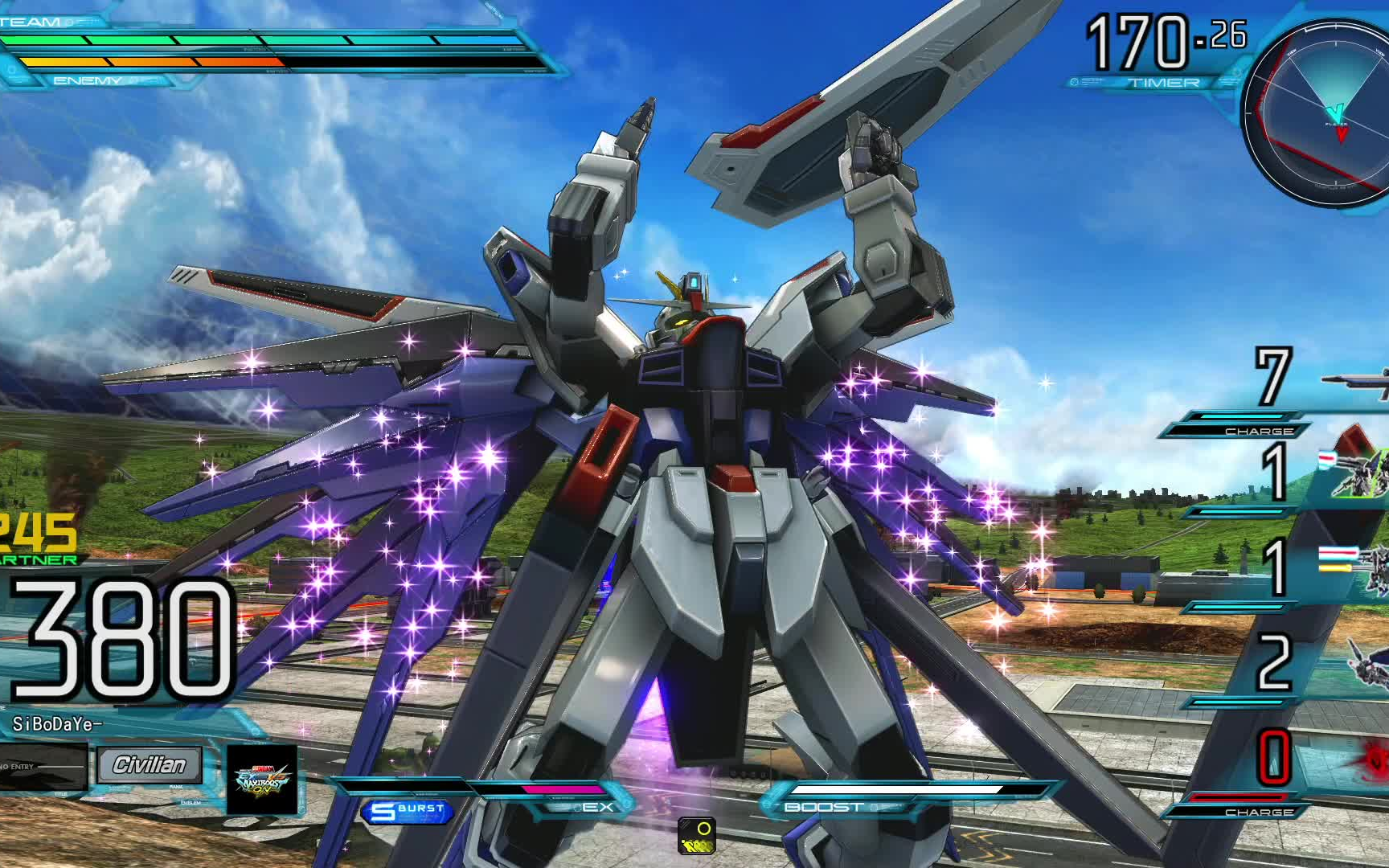 《高达exvsmbon》自由高达 还是这么帅