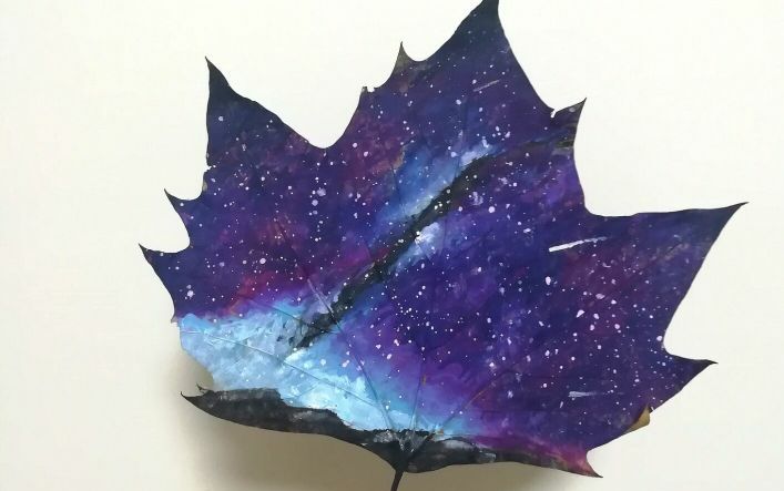 手绘手绘树叶星空咸鱼教程向づづ