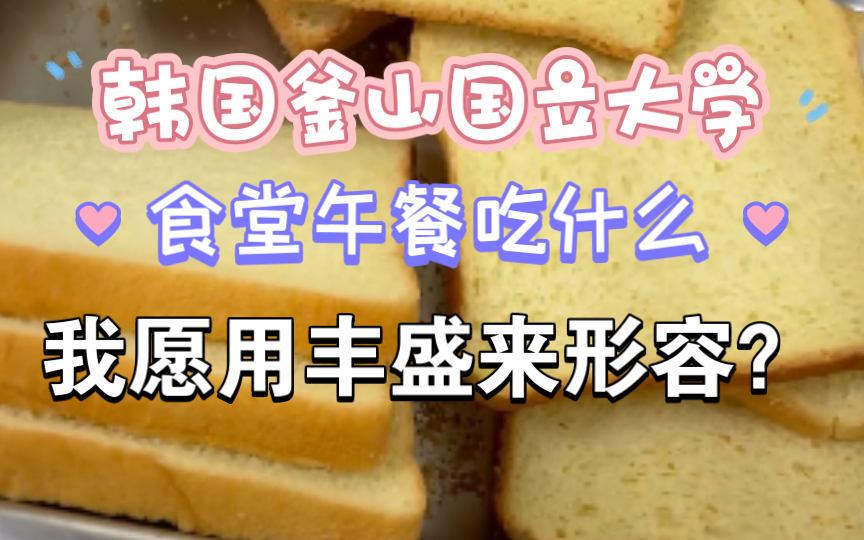 韩国釜山国立大学食堂.17 牛肉饼、牛奶巧克力豆、煎鸡蛋、奶油浓汤、火腿意面、蔬菜沙拉,我愿用丰盛来形容.哔哩哔哩bilibili