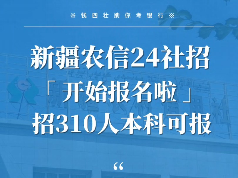 新疆区农村信用社2024社招310人开始报名哔哩哔哩bilibili