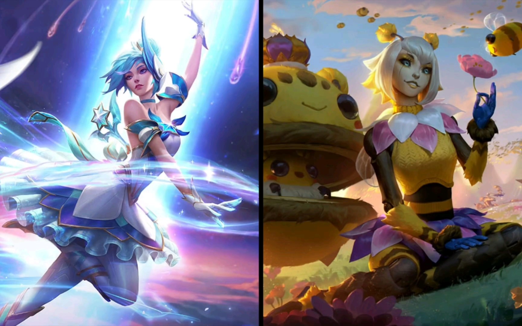 【英雄联盟新皮肤】星之守护者奥利安娜与小蜜蜂奥利安娜皮肤效果对比