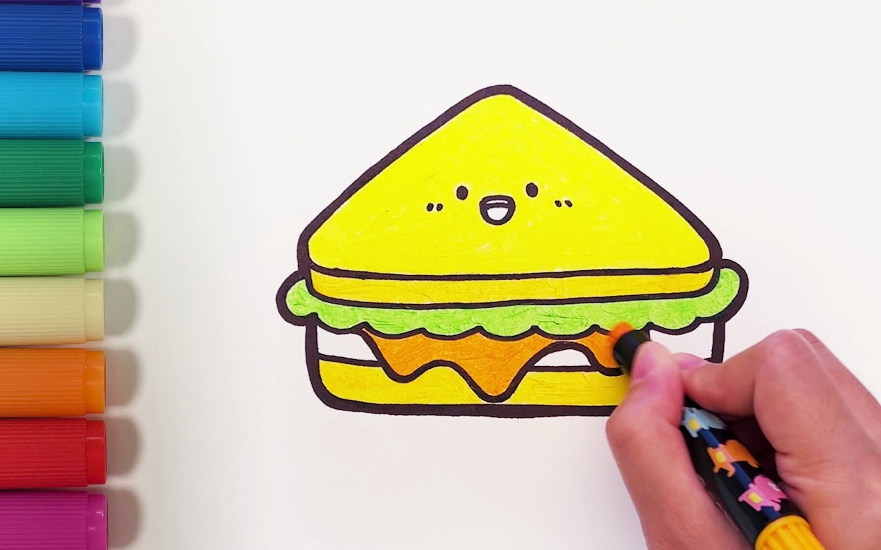 郊游简笔画 三明治 画一个香甜可口的三明治