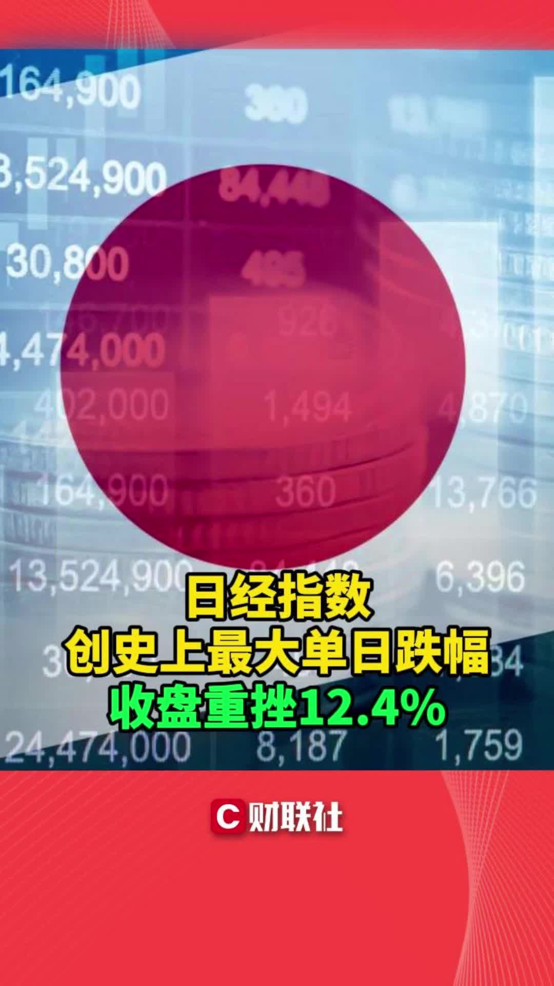 日经指数创史上最大单日跌幅 收盘重挫12.4%哔哩哔哩bilibili