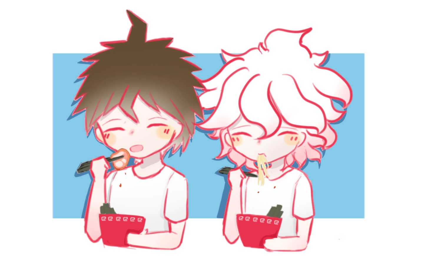 【日狛/弹丸/绘画过程】 天冷了,来吃拉面吧