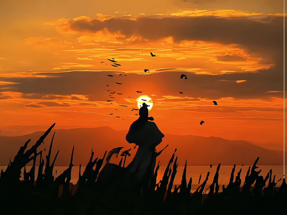 夕阳西下·芦苇荡中人