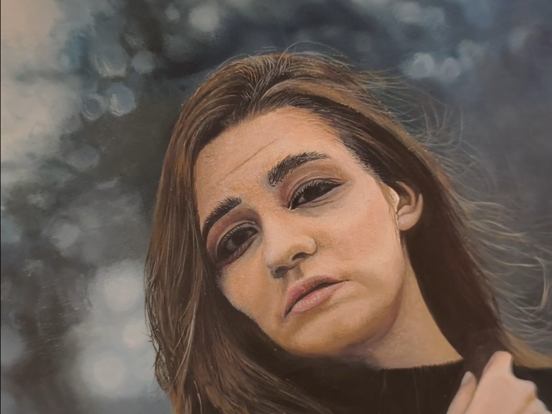 油画作品《黑衣女人》收工啦