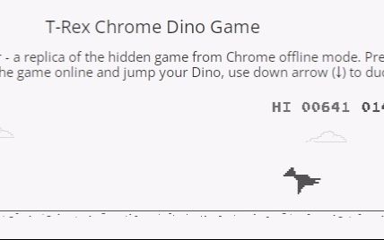 小恐龙游戏 链接:chrome://dino(必须使用电脑谷歌浏览器搜索) 没网也能玩哔哩哔哩bilibili