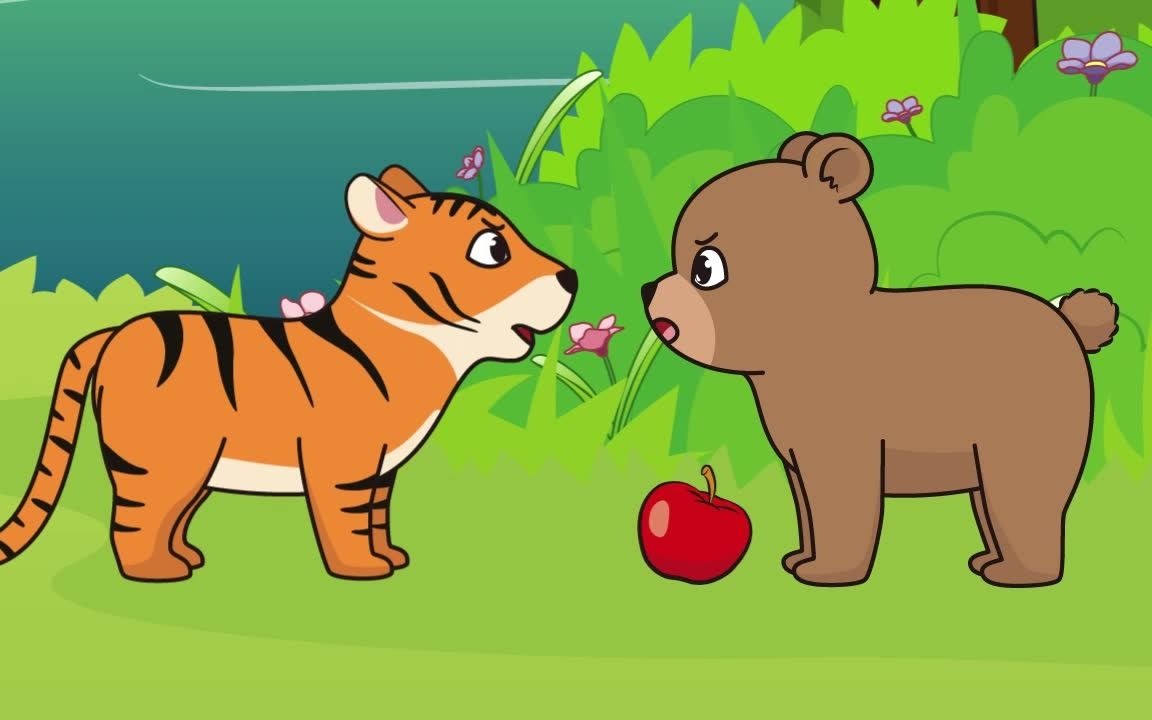 可爱的小老虎和小熊是好朋友,却因为讨论谁的妈妈厉害后翻脸了