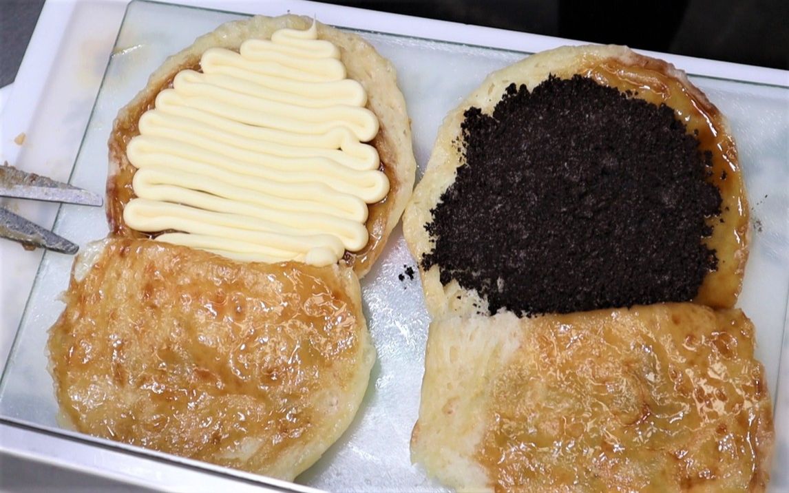 韩国街头美食超好吃的雪糕糖饼