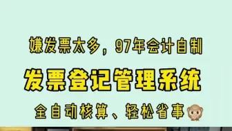 嫌发票太多，97年会计做个发票登记系统，全自动核算，轻松省事！