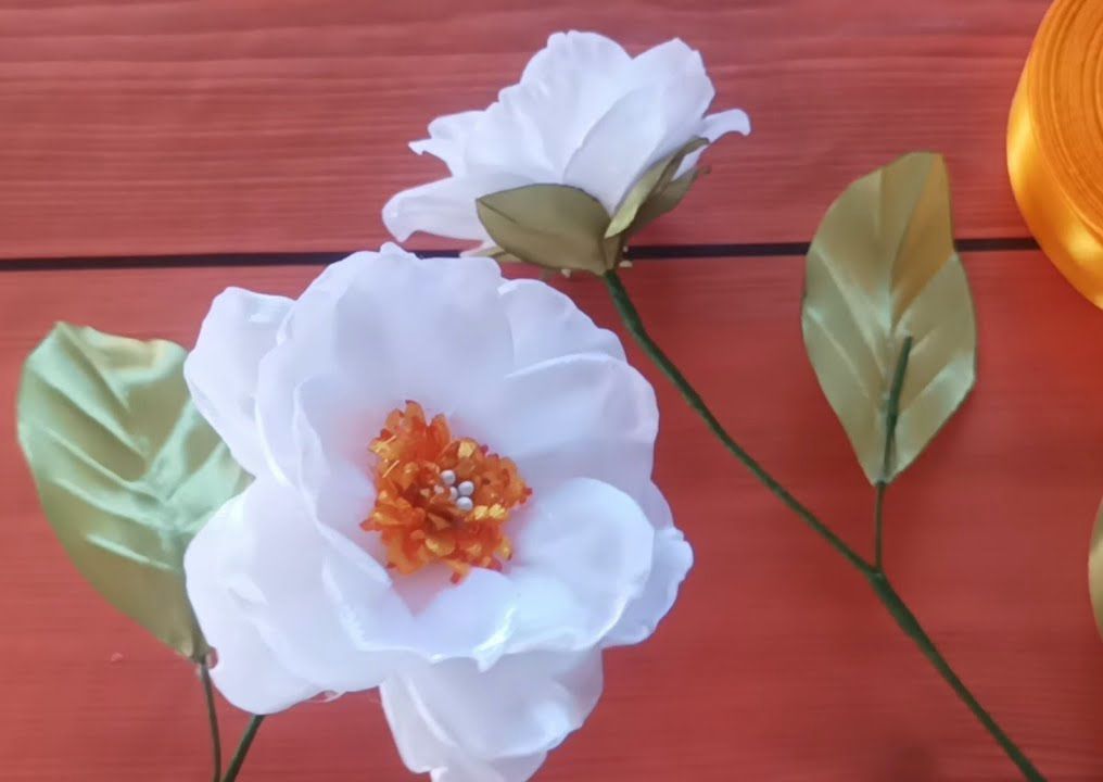 【kerajinan ibu nings】白牡丹丝带花制作教程mawar putih