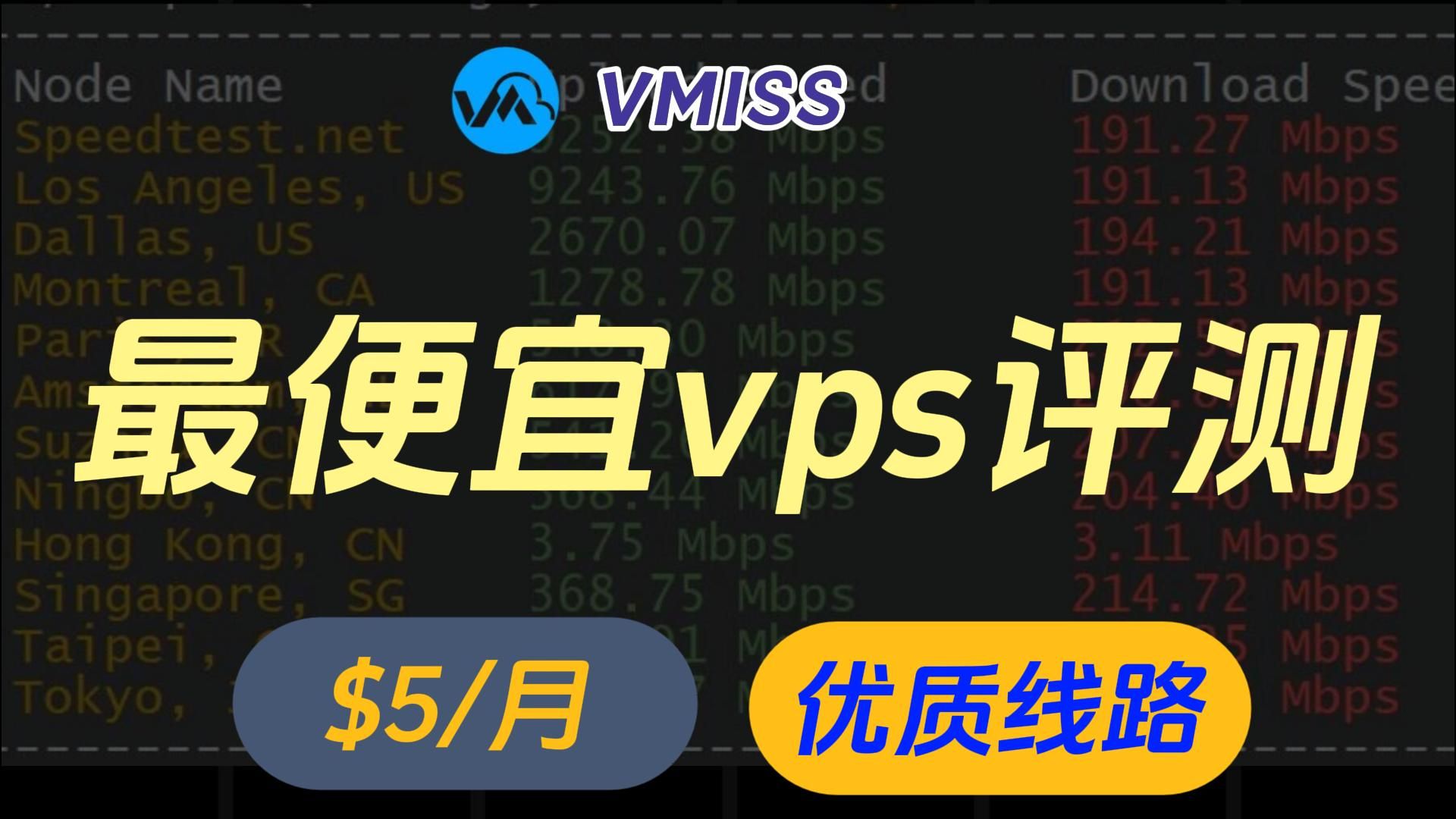 【便宜VPS】VMiss服务器评测|CN2/9929/CMIN2线路选择 最低$5/月