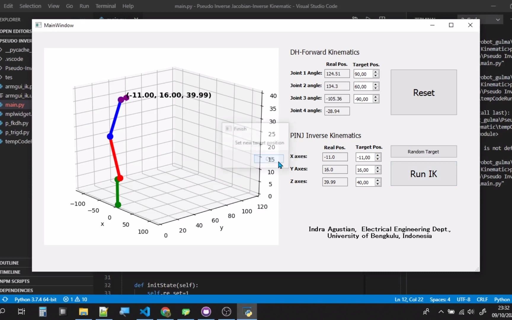 [图]Denavit-Hartenberg 正向运动学 3DOF - Python - PyQt5 GUI 和 Qt Designer