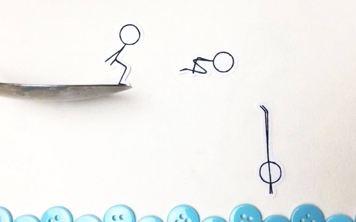 【火柴人定格动画】用勺子当跳板,来一次勇敢的跳水吧