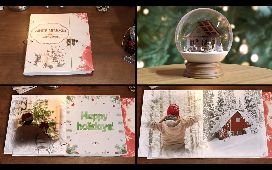 ae模板-透明水晶球书籍相册打开翻页特效的幻灯片视频相册视频同学