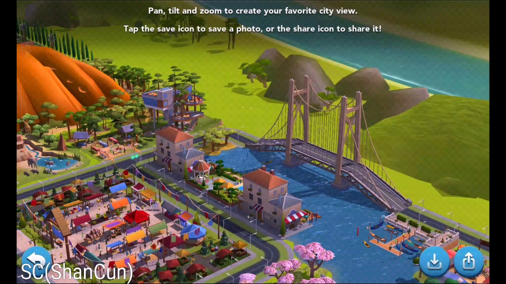 simcity,模拟城市.开新地区,建设乡村田园风格.完成了一个小角落,天山牧场.