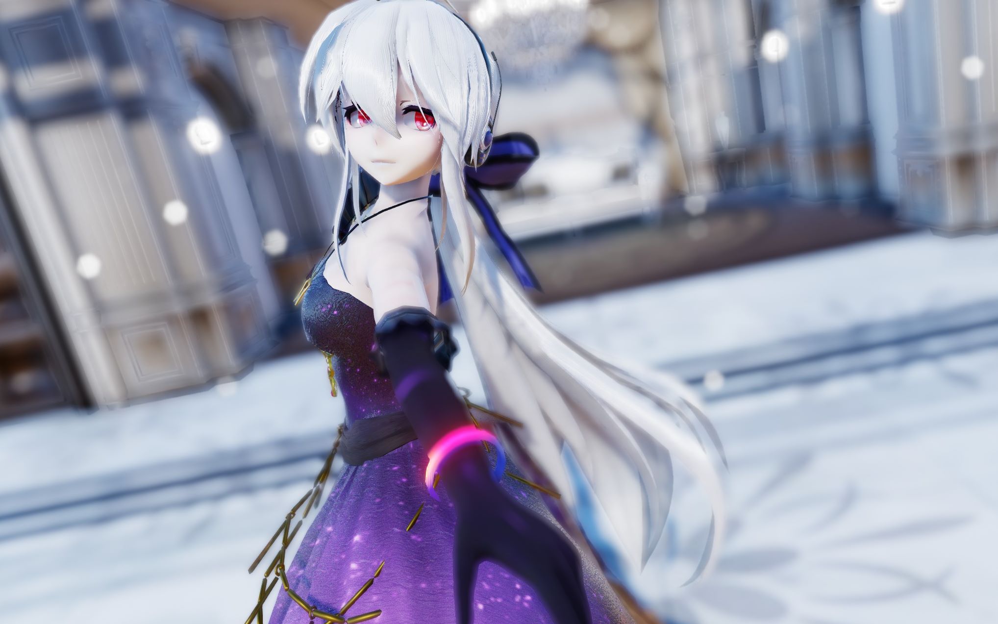 mmd60fps星空礼服弱音