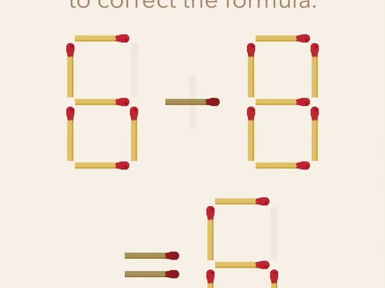 数学谜题|再次挑战移动一根火柴使的等式成立68=6?50=6?游戏实况