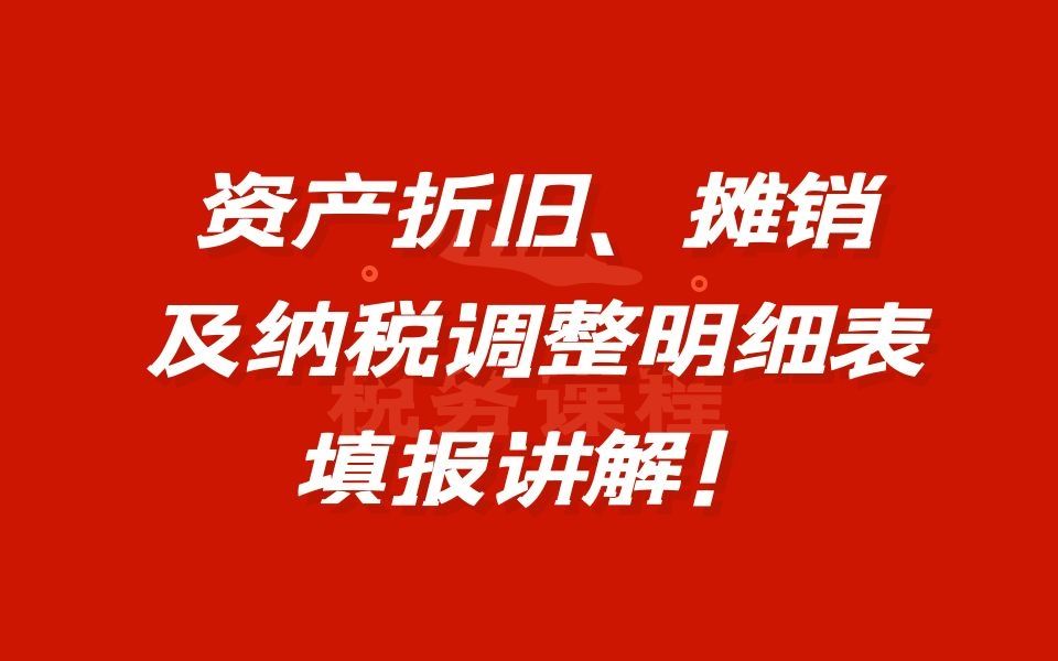 资产折旧、摊销及纳税调整明细表哔哩哔哩bilibili