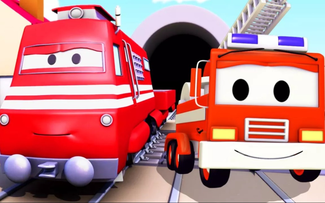 Franck the Fire Truck puts out a Fire !  Troy The Train 宝宝英语启蒙动画 英语学习 火车哔哩哔哩bilibili